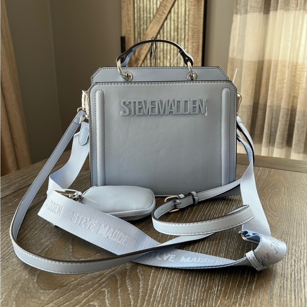 NWT, Tiktok Viral Steve Madden Blue Glaze Bevelyn Crossbody Purse